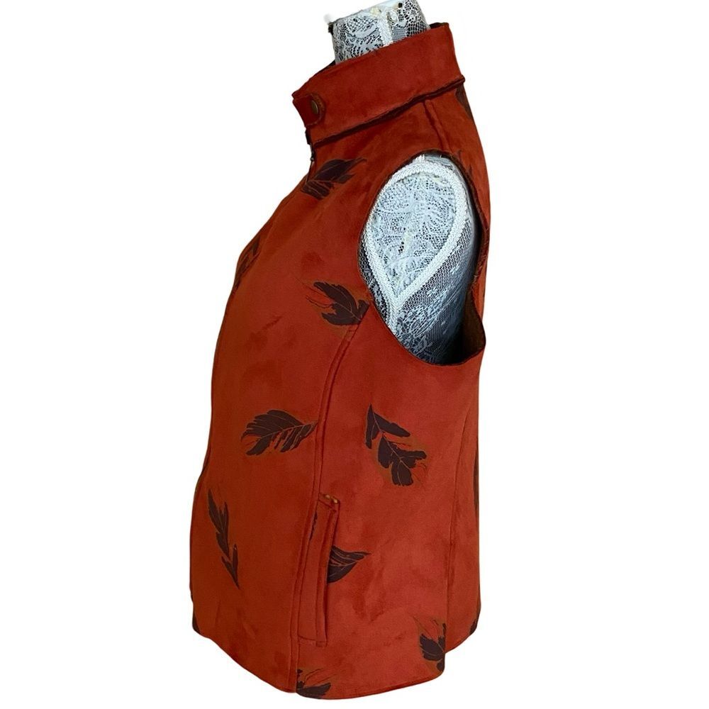 Robert Kitchen Leaf Print Full Zip Outerwear Vest… - image 2